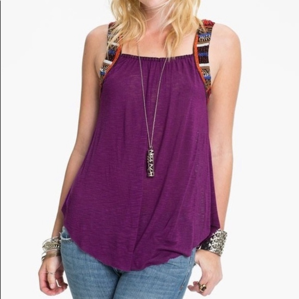 Free People Travelers Beaded & Embroidered Tank